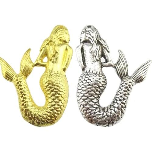2pcs Alloy Metal Sea Mermaid Charms Pendant For Necklace & Pendant Jewelry Making 13081