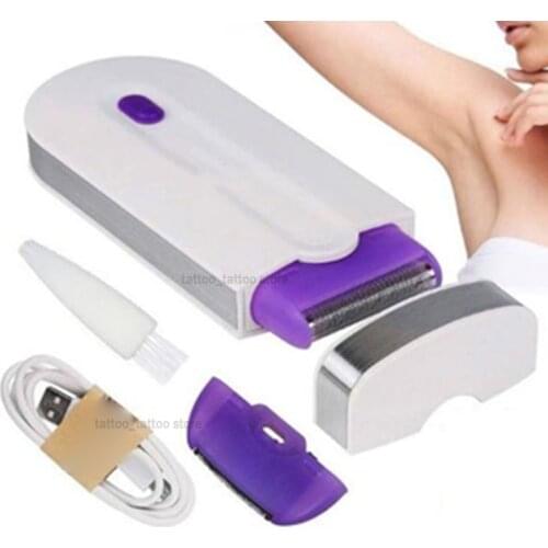 2 IN 1 USB Rechargeable Portable Laser Epilator Rotary Shaver Body Face Leg Bikini Depilator Women Hair Remover Tool 20#38
