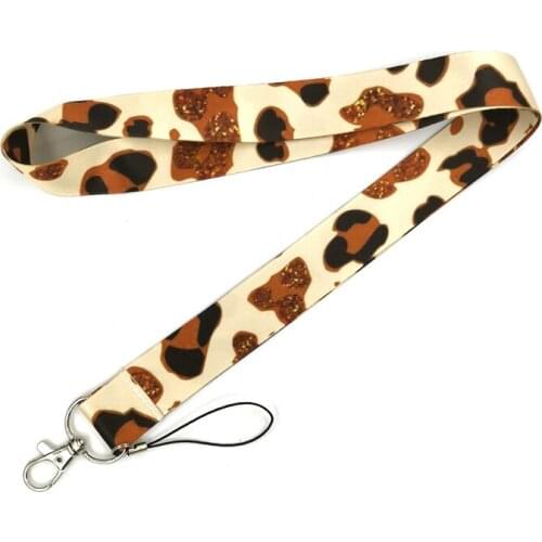20pcs Classic Leopard Print Neck Strap Lanyards ID badge card holder keychain Mobile Phone Strap Gift Ribbon webbing necklace