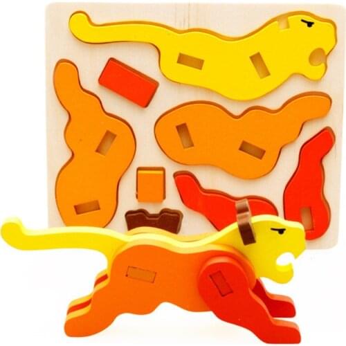 3D Dimensional puzzle Wooden Animal Jigsaw Puzzle Toys For Children DIY Baby Kids Handmade Wooden Toys