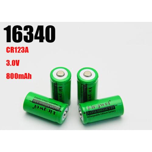 4Pcs KingWei 800mAh 16340 3V Lifepo Battery Rechargeable CR 123A Battery For Flashlight Laser Pen