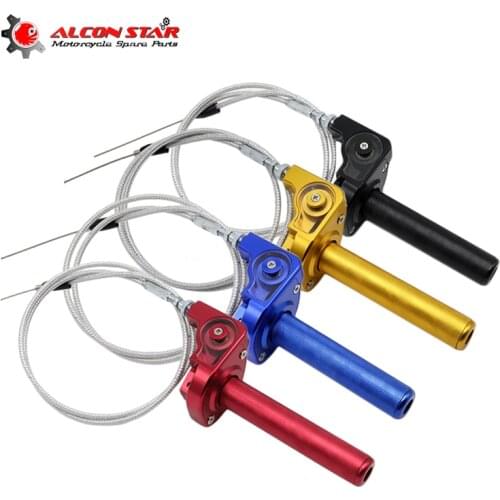 Alconstar- 22mm CNC Aluminum Motorcycle Handlebar Throttle Grip Quick Twister + Throttle Cable for Honda CRF230 For Kawasaki KLX