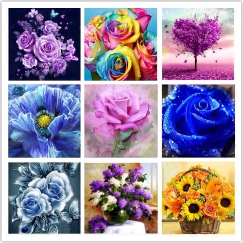 Diy 5d diamond painting cartoon landscape Rose round diamond mosaic home decor embroidery pattern Sun Flowers cross stitch