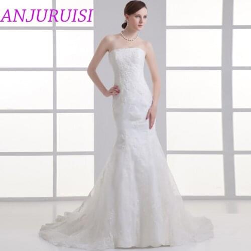 ANJURUISI 2020 Elegant Organza Appliques Mermaid Wedding Dresses Vintage Bridal Dress Beaded Wedding Gowns Vestido De Noiva
