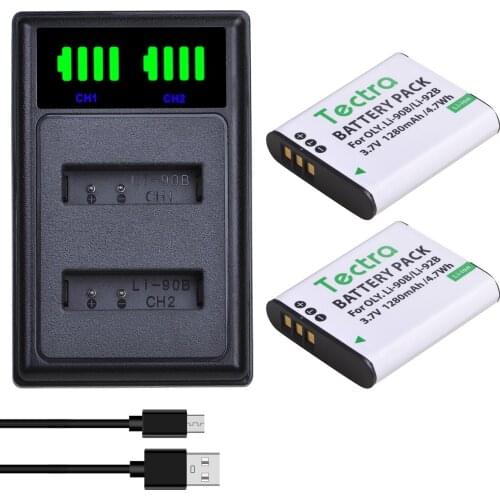 2x LI-90B LI 90B LI-92B Li90B Batteries and Dual Charger for Olympus Tough TG-6 TG-5 TG-Tracker SH-1 SH-2 SP-100 IHS Tough TG-1