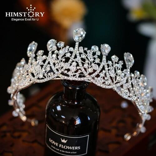 HIMSTORY New Baroque Handmade Crystal Princess Crowns for Queen Rhinestone Tiaras Diadem Wedding Bridal Hair Accessories