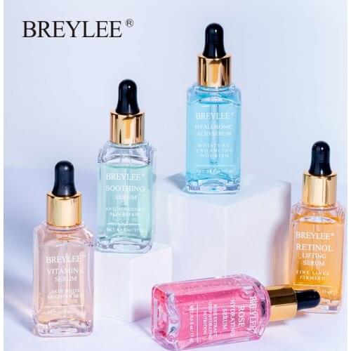 BREYLEE Serum Series Hyaluronic Acid Vitamin C Whitening Face Skin Care Rose Nourish 24k Gold Firm Soothing Repair Essence 1pcs