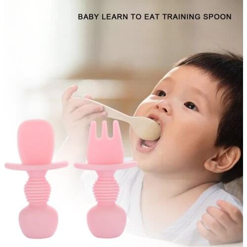 Baby Learn To Eat Training Spoon Safe Material Food Feeding Spoon Food Grade Easy-to-clean Silicone Utensils