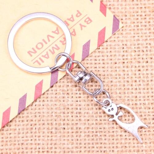 New Fashion Keychain 25x10mm double sided cat Pendants DIY Men Jewelry Car Key Chain Ring Holder Souvenir For Gift