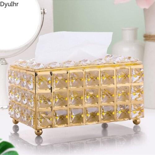 DyuIhr European-style simple metal tissue box home living room coffee table bedroom restaurant Pumping paper box decoration
