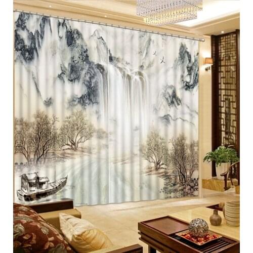Photo 3D Curtains for Living Room Window black and white 3d curtains