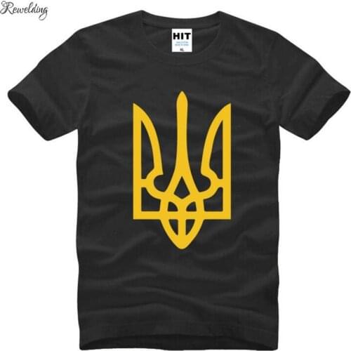 Tryzub Ukrainian Ukraine Printed T Shirt Men Summer Short Sleeve O-Neck Cotton Mens T Shirt Novelty Male Top Tees Mens Clothing