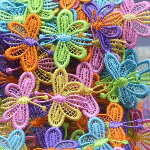 KALASO 1Yard Multicolor Butterfly Lace Trim Ribbon Polyester Embroidery Sewing Fabric DIY Craft Supplies Home Decoration