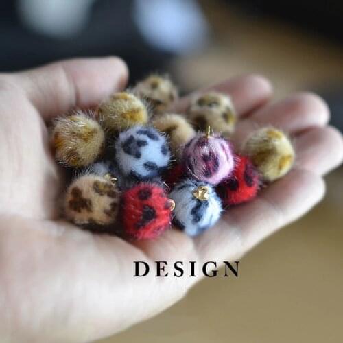 Kewgarden Silk Rings Leopard Print Handmade Solid Mink Hair Small Ball DIY Bowknot Accessories Earrings Necklace 20pcs/set