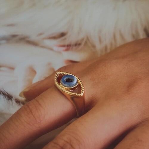 2021 Gold Twisted Chunky Rings for Women Vintage Boho Crystal Evil Eye Rings Female Threads Yin Yang Ring Minimalist Jewelry