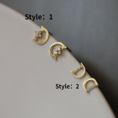 Korean Simple Design Letter D Earrings Fashion Womens Gold Plated Pierced Earring Personality Trendsetter Womens Party Jewelry
