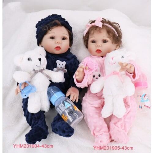 17inch 43CM Bebe Doll Reborn Toddler Girl Full Body Soft Silicone Reborn Baby Girl Doll Realistic Baby Bath Toy Gifts Brinquedos