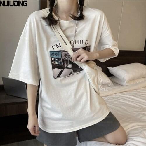 Summer Half Sleeve Printed I'm A Child T-shirts Women Short Sleeve O-Neck Pullver Tops Female Casual Lazy Style Loose T Shirts