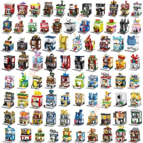 Mini Street Series Building Blocks Children DIY 3D Street View Model Toys DIY Creative Toy Kids Gift Compatible With Most Brands