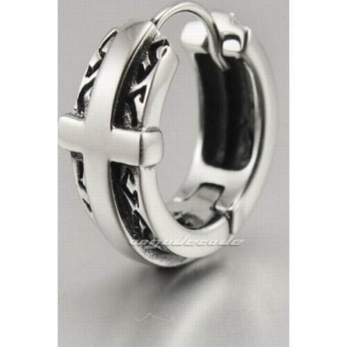 316L Stainless Steel Cross Fashion Charms Hoop earrings S021 one piece
