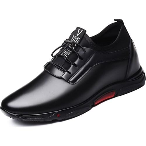 Dropshipping New Men Genuine Leather Casual Shoes Lace Up Fashion Male Shoes Leisure Height Increased Comfortable Shoes DB007