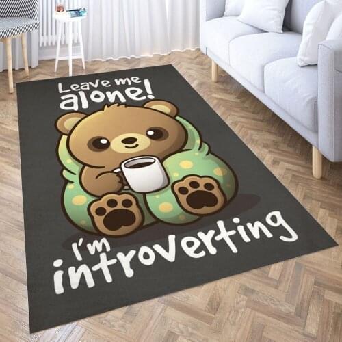 Introvert bear Carpet for Living Room 3D Anime Cartoon Rug Gamer Teen Room Bedside Lounge Rug Kids Children Floor Mats