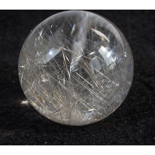 Natural Rutile Crystal Sphere Healing Silver Needles Clear Quartz Stone Wicca Home Decoration Spirit Meditation Feng shui Gift
