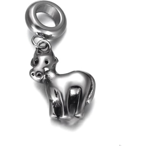 316L Stainless Steel Spacer Bail Bead Cow Charms 5mm Hole Polished Metal Charm Accessories DIY Bracelet Jewelry Making