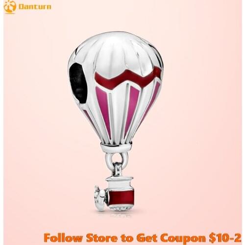 2020 New 925 Sterling Silver Beads Red Hot Air Balloon Pendant Charms fit Original Pandora Bracelets Women DIY Jewelry