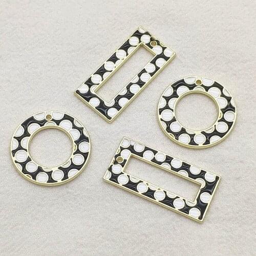 New arrival! 50pcs Enamel Pendant Black White Dots Charm For Handmade Necklace Earring DIY Parts Jewelry Findings & Components