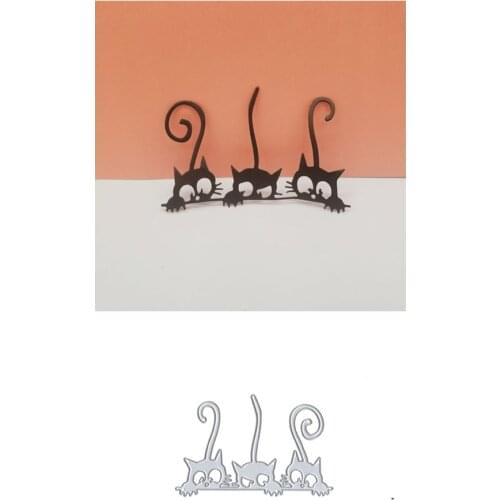 Knife Metal Hollow Cutters Three Kittens Cutting Dies Scrapbooking Die Cut Stencils New Greeting And Embossing Card Making