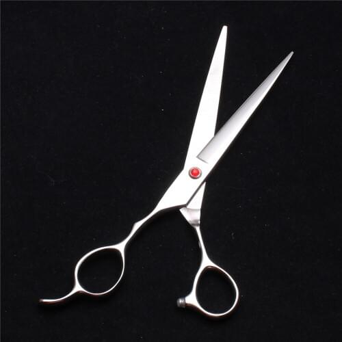 Left Hand 7.0" 19.5cm Customized Logo Red Stone Barber Scissors Cutting Scissors Regular Shears Professional Hair Scissors C8000