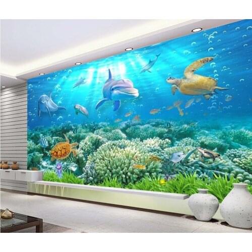 Wallpapers for living room Underwater World 3D Dolphin custom photo wallpaper 3d Home Decoration
