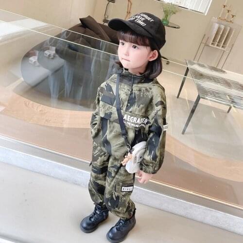 Baby Girls Clothes Army fan Kids Camouflage Suit pullover Top Jeans Pants Set Bebe Toddler Boy Clothing Denim outfit Autumn 2021