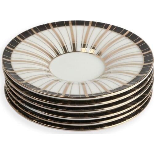 6'Lı Porcelain Patterned Gilt Tea Plate