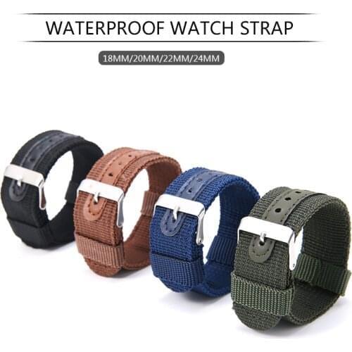 18-24 mm Nylon Watchbands Army Green/Blue/Black Canvas Sport Wrist Band Universal Replacement Strap Band Watch Accessories