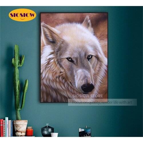 SIOSIOW 5D Diy Diamond Painting Wolf Head Full Square Round Drill Cross Stitch Kits 3D Daimond Embroidery Needlework Home Decor
