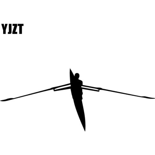 YJZT 18.2CM*7.4CM Boat Rowing Sport Pattern Car Sticker Car Door Decor Vinyl Decal Black/Silver C31-0452
