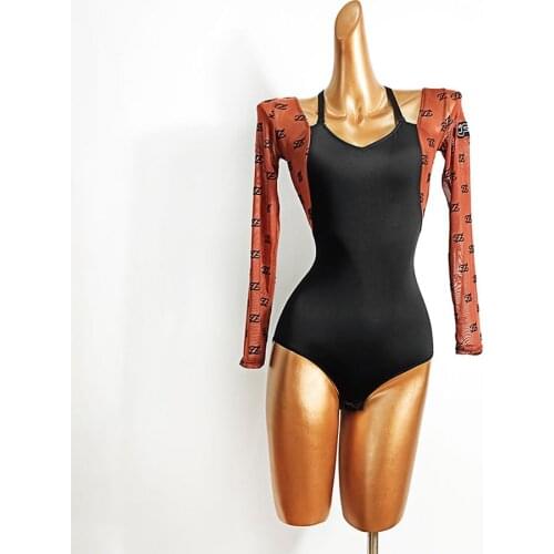 2020 New Long Sleeve Patchwork Women Latin Dance Bodysuit Latin Dancing Tops Practise Tango Chacha Dancing Performamnce TL612