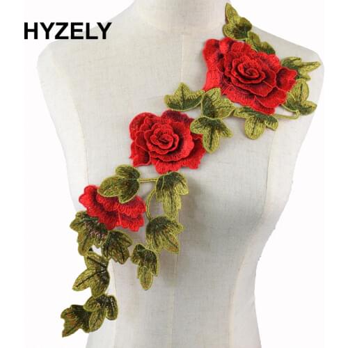 1piece 3D Big Peony Embroidery Lace Applique Cord Fabric Neckline Collar Patches Motif Venise Sew on Craft Sewing Supplies NL142
