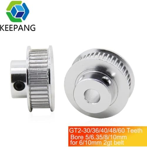 1Pc GT2 Timing Pulley 60/48/40/36 Tooth pulley Wheel Bore 5mm 8mm 10mm Aluminum Gear Teeth Width 6mm 3D Printer Part