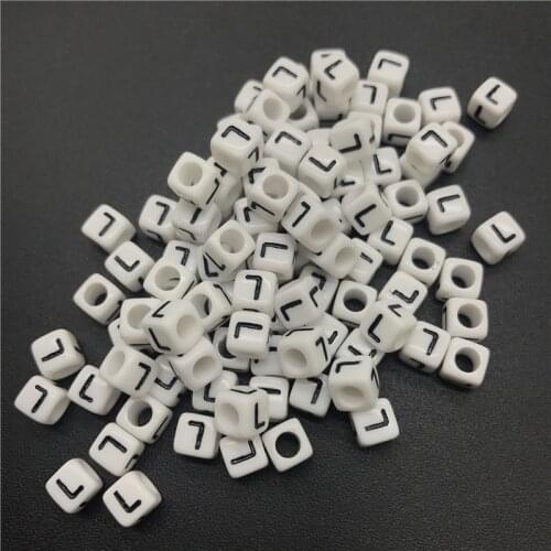 100pcs 6mm Letter L Square Alphabet Beads Acrylic Beads For Jewelry Making DIY Bracelet Necklace Accessories
