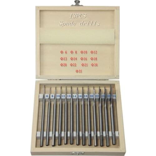 13PCS High-grade wood Flat Drill Hole Woodworking Wood Spade Drill Punch Driver Carpenters Suit Free Shipping