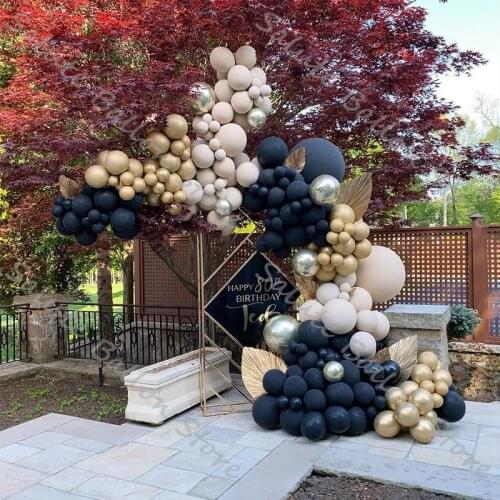 139pcs Globos Baby Shower Decorations Black Gold Double Cream Balloon Garland Arch Kit Girl Balloon Wedding Party Decoration
