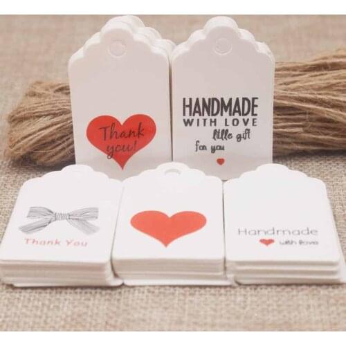 5*3cm scallop Diy red heart cut wedding favor hang tag card,Thank you Gifts Tag card paper handmade hang tag500+500string/lot