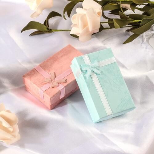 5*8cm Jewelry Box New Two Colors Available Earrings Jewelry Storage Display Gift Box Bow Rectangle