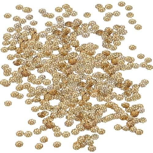 500pcs 7mm Hollow Flower Findings End Beads Cap Fashion Accessories