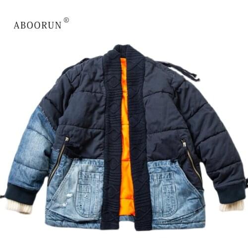 ABOORUN Men's Denim Parkas