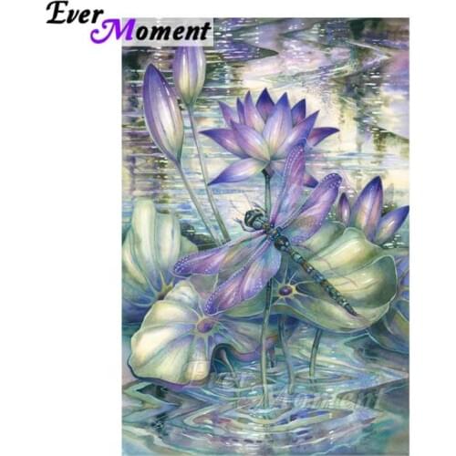 Ever Moment 5D DIY Diamond Embroidery Flower Dragonfly Diamond Mosaic Full Square Drills Artwork Home Decoration ASF1218