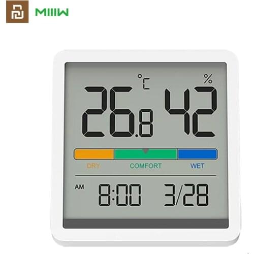 Youpin MIIIW Mute Temperature And Humidity Meter Clock High-precision Room C/F Temperature Monitor 3.34inch LCD Screen Indoor